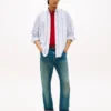 Camicia Oxford elasticizzata a righe, vestibilità regolare Camicia Oxford elasticizzata a righe, vestibilità regolare