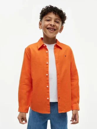 Camicia per bambini in misto lino e cotone