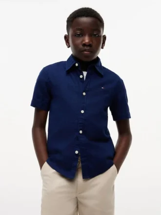 Camicia per bambini in misto lino e cotone