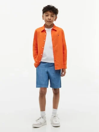 Camicia per bambini in misto lino e cotone