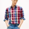 Camicia Regular in misto lino a quadri Madras Camicia Regular in misto lino a quadri Madras