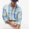 Camicia Regular in misto lino a quadri Madras Camicia Regular in misto lino a quadri Madras