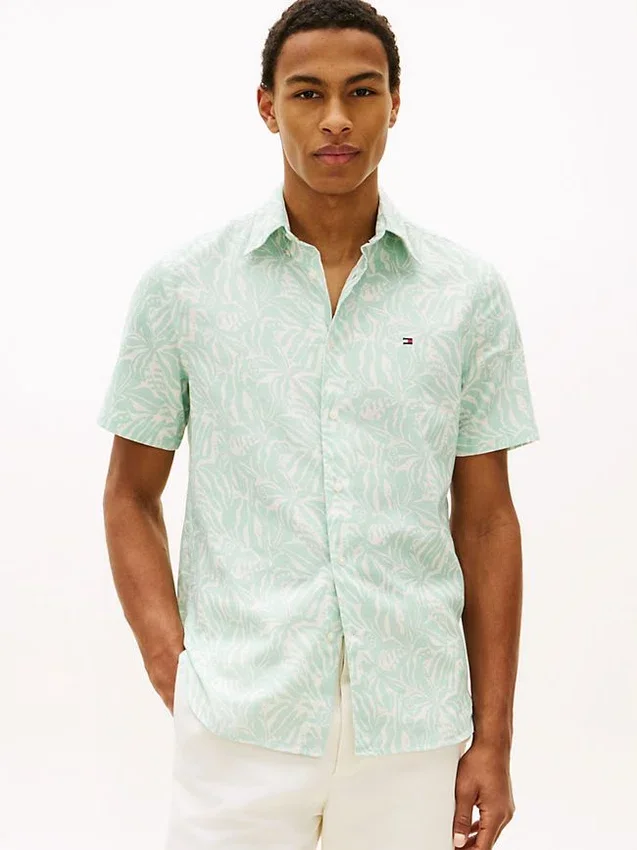 Camicia stampata in misto cotone e lino Camicia stampata in misto cotone e lino