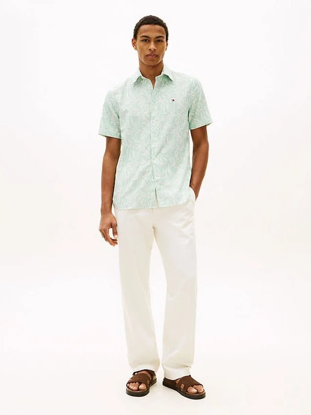 Camicia stampata in misto cotone e lino Camicia stampata in misto cotone e lino