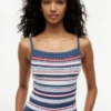 Canotta a righe con maglia a trecce Canotta a righe con maglia a trecce