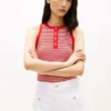 Canotta Henley a righe con bottoni dorati Canotta Henley a righe con bottoni dorati