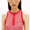 Canotta Henley a righe con bottoni dorati Canotta Henley a righe con bottoni dorati