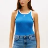 Canotta in maglia a costine con monogramma in script Canotta in maglia a costine con monogramma in script