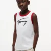 Canotta per bambini con logo Tommy in stile script Canotta per bambini con logo Tommy in stile script