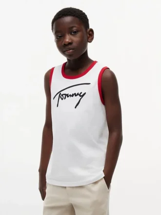 Canotta per bambini con logo Tommy in stile script