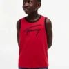 Canotta per bambini con logo Tommy in stile script Canotta per bambini con logo Tommy in stile script