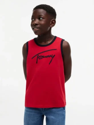 Canotta per bambini con logo Tommy in stile script