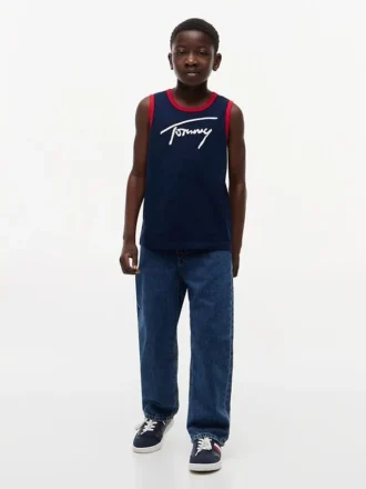 Canotta per bambini con logo Tommy in stile script