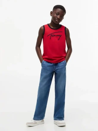 Canotta per bambini con logo Tommy in stile script