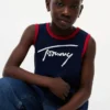 Canotta per bambini con logo Tommy in stile script Canotta per bambini con logo Tommy in stile script