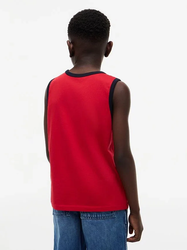 Canotta per bambini con logo Tommy in stile script Canotta per bambini con logo Tommy in stile script