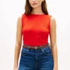 Canotta slim fit a scollo barchetta in maglia a costine Canotta slim fit a scollo barchetta in maglia a costine