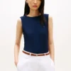 Canotta slim fit a scollo barchetta in maglia a costine Canotta slim fit a scollo barchetta in maglia a costine
