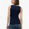 Canotta slim fit in stile nautico con bottoni dorati
