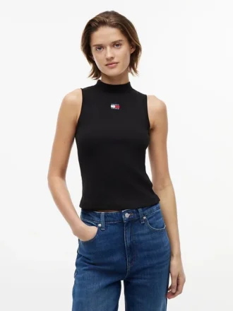 Canotta Tommy Jeans a collo alto e vestibilità slim
