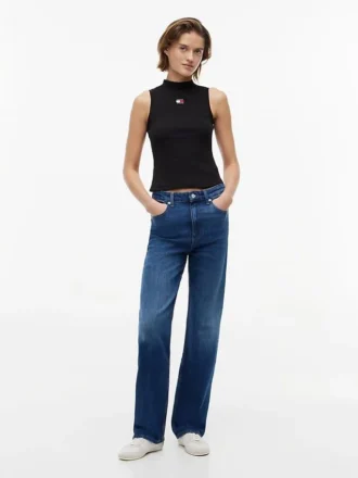 Canotta Tommy Jeans a collo alto e vestibilità slim