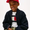 Cappellino da baseball con logo a strisce e bandiera per bambini