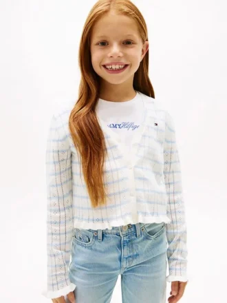 Cardigan a maglia traforata per bambina