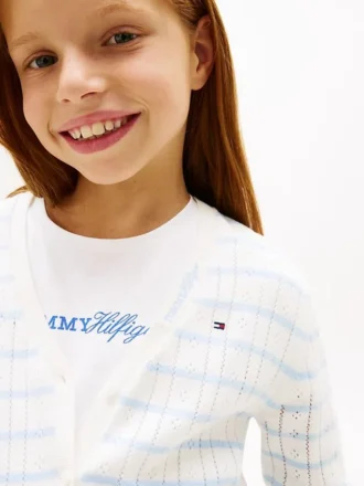 Cardigan a maglia traforata per bambina