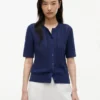 Cardigan a maniche corte in maglia mista Cardigan a maniche corte in maglia mista