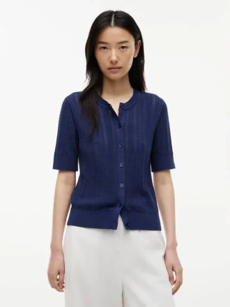 Cardigan a maniche corte in maglia mista