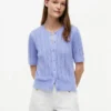 Cardigan a maniche corte in maglia mista Cardigan a maniche corte in maglia mista