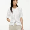 Cardigan a maniche corte in maglia mista Cardigan a maniche corte in maglia mista