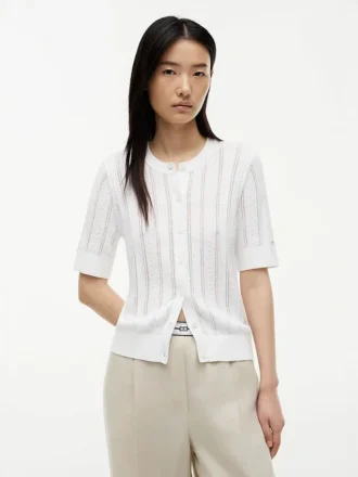 Cardigan a maniche corte in maglia mista