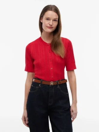 Cardigan a maniche corte in maglia mista