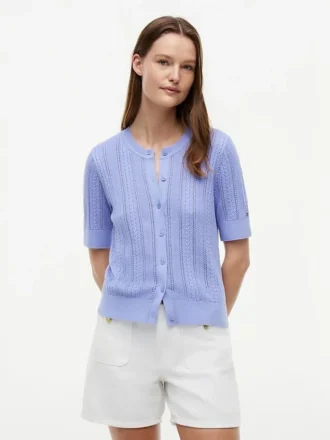 Cardigan a maniche corte in maglia mista