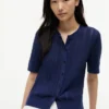 Cardigan a maniche corte in maglia mista Cardigan a maniche corte in maglia mista