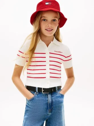 Cardigan a righe a costine per bambini Polo