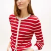 Cardigan a righe con lavorazione a trecce Cardigan a righe con lavorazione a trecce