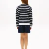 Cardigan a righe con lavorazione a trecce per bambina