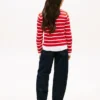 Cardigan a righe con lavorazione a trecce per bambina
