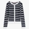 Cardigan a righe con lavorazione a trecce per bambina