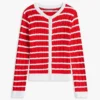 Cardigan a righe con lavorazione a trecce per bambina