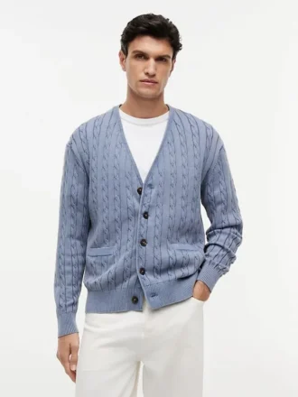 Cardigan a trecce tinto in capo