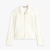 Cardigan con zip a maglia intrecciata e vestibilità squadrata Cardigan con zip a maglia intrecciata e vestibilità squadrata