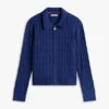 Cardigan con zip a maglia intrecciata e vestibilità squadrata Cardigan con zip a maglia intrecciata e vestibilità squadrata