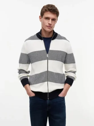 Cardigan con zip a righe