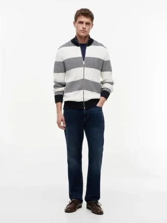 Cardigan con zip a righe