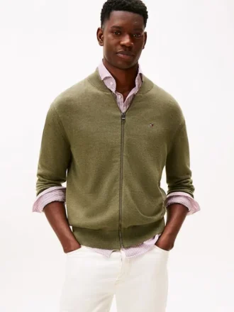 Cardigan da baseball in cotone con zip