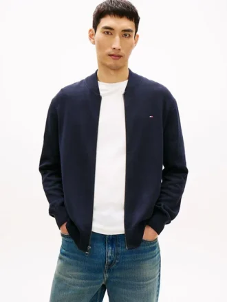 Cardigan da baseball in cotone con zip