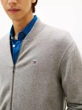 Cardigan da baseball in cotone con zip